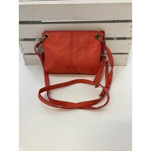 FOSSIL SMALL ORANGE PEBBLED LEATHER CROSSBODY BAG